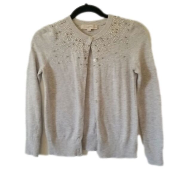 LOFT with Rhinestone** Button Front Sweater, size SP - Picture 1 of 4